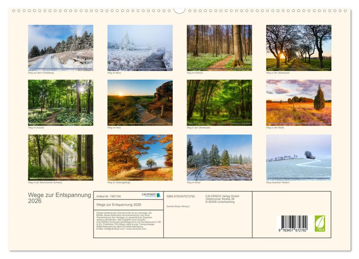 Bild: 9783457672792 | Wege zur Entspannung 2026 (hochwertiger Premium Wandkalender 2026...