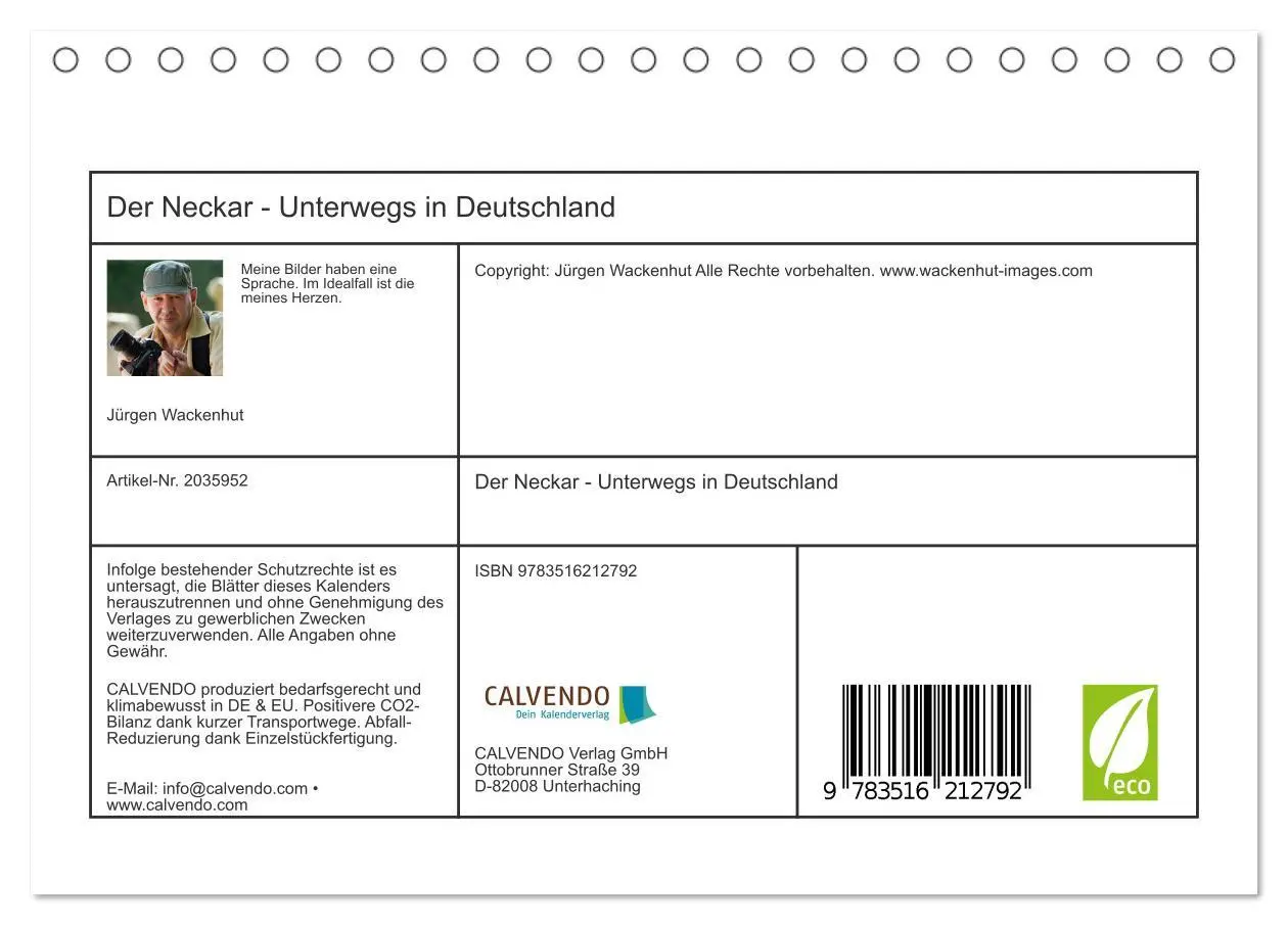 Bild: 9783516212792 | Der Neckar - Unterwegs in Deutschland (Tischkalender 2026 DIN A5...