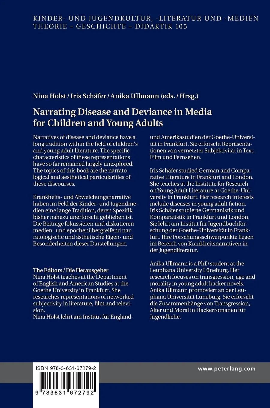 Rückseite: 9783631672792 | Narrating Disease and Deviance in Media for Children and Young...