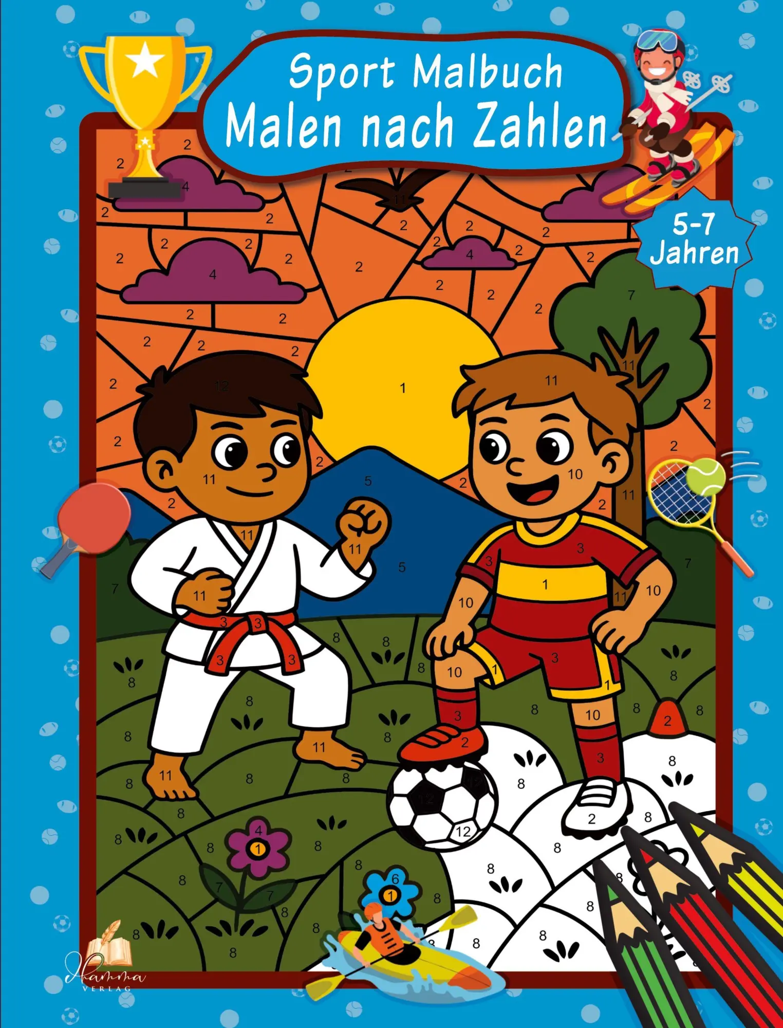 Cover: 9783986572792 | Malen nach Zahlen Sport Malbuch für Jungen ab 5-7 Jahren mit 50...