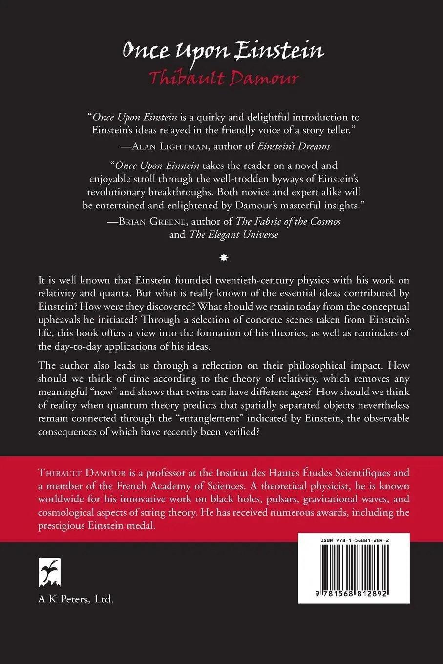 Rückseite: 9781568812892 | Once Upon Einstein | Thibault Damour | Taschenbuch | Englisch | 2006