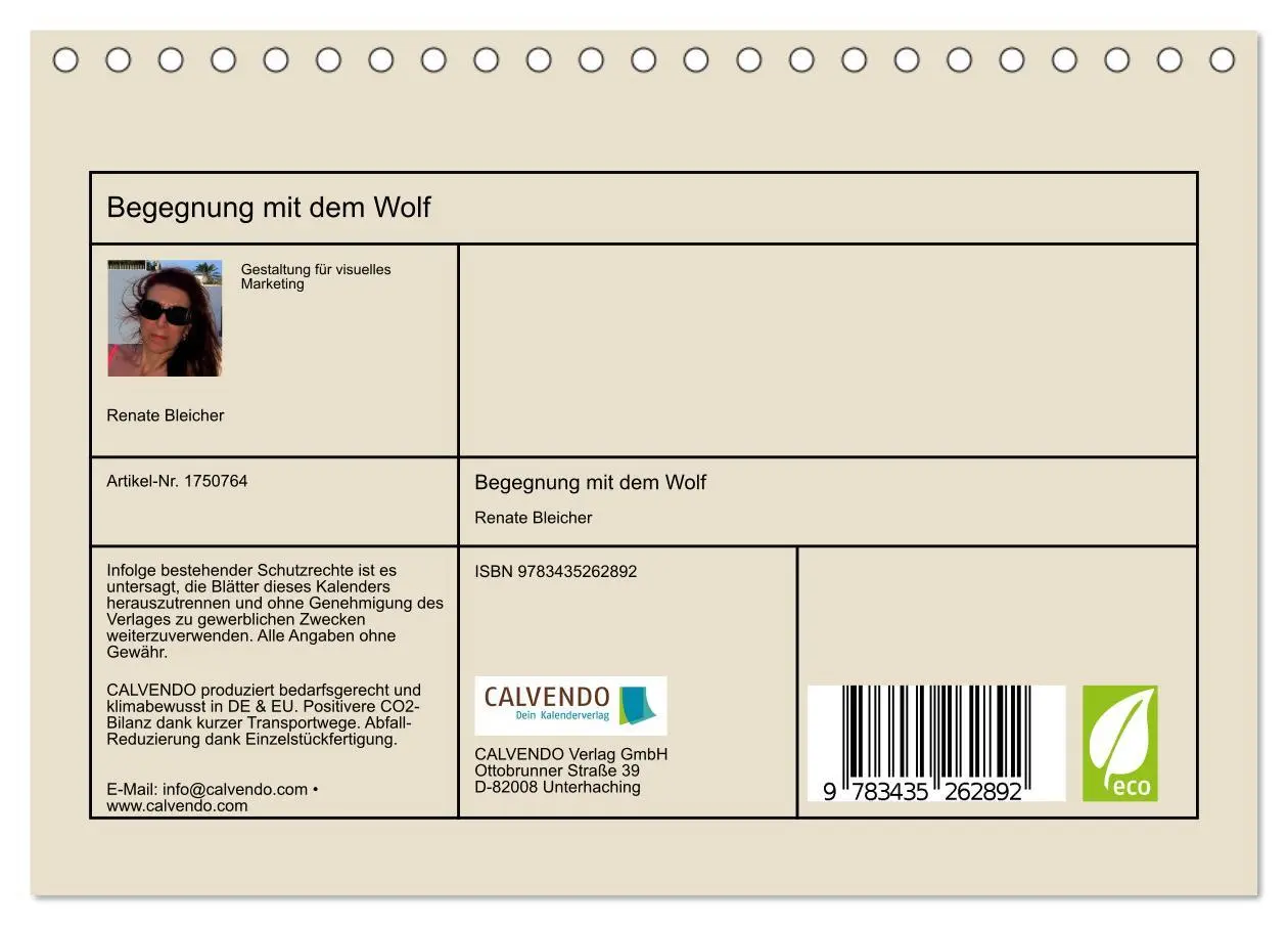 Bild: 9783435262892 | Begegnung mit dem Wolf (Tischkalender 2025 DIN A5 quer), CALVENDO...