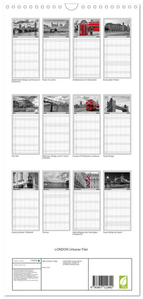 Bild: 9783457112892 | Familienplaner 2025 - LONDON Urbaner Flair mit 5 Spalten...