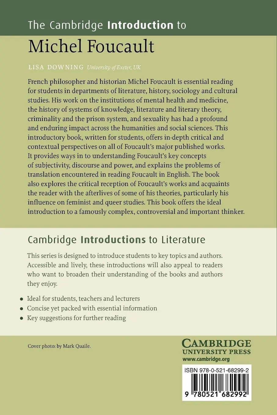 Rückseite: 9780521682992 | The Cambridge Introduction to Michel Foucault | Lisa Downing | Buch