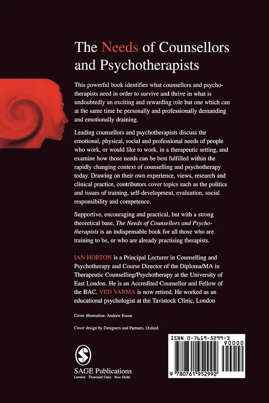 Rückseite: 9780761952992 | The Needs of Counsellors and Psychotherapists | Ian Horton (u. a.)