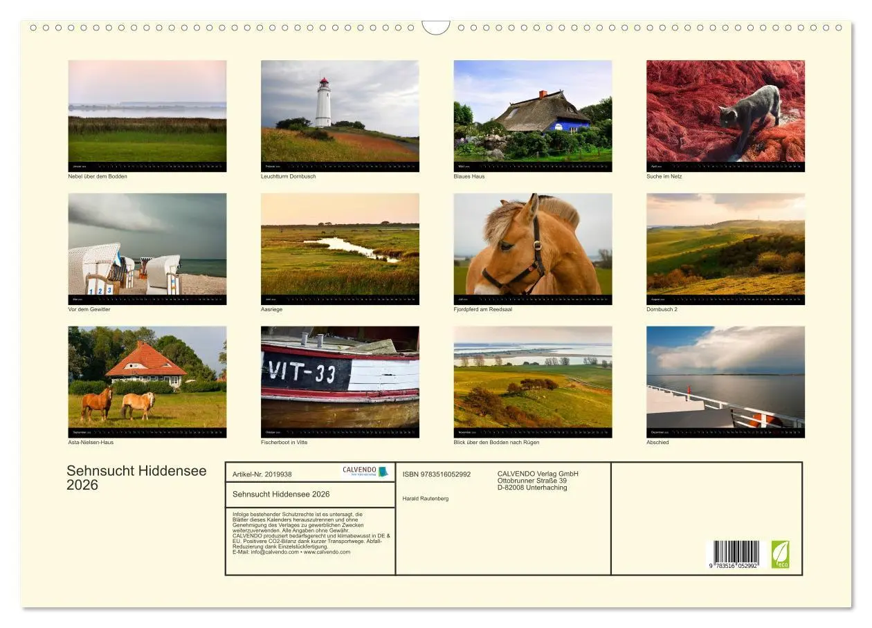 Bild: 9783516052992 | Sehnsucht Hiddensee 2026 (Wandkalender 2026 DIN A2 quer), CALVENDO...