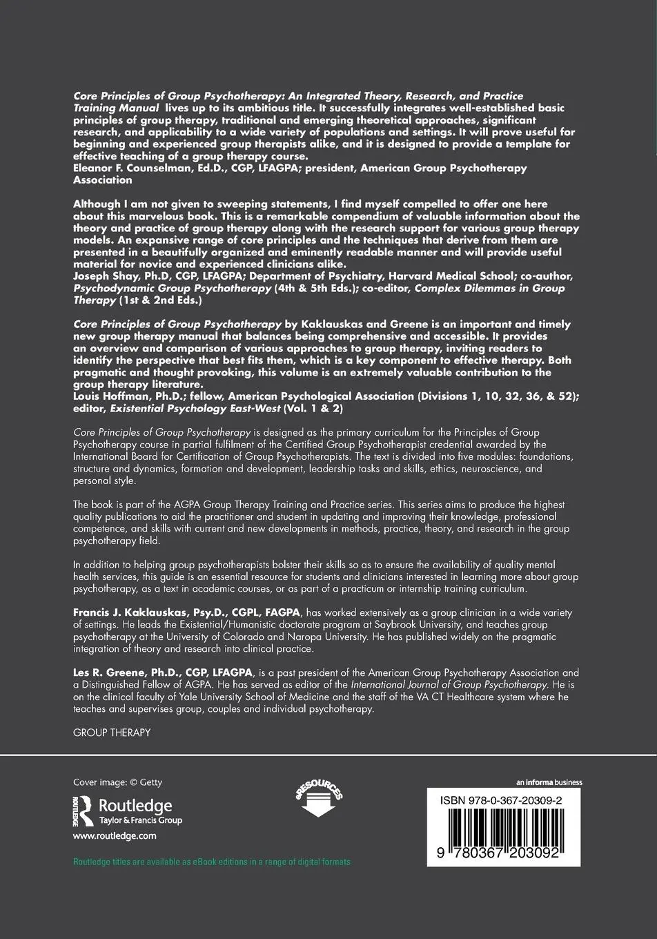 Rückseite: 9780367203092 | Core Principles of Group Psychotherapy | Francis J. Kaklauskas (u. a.)