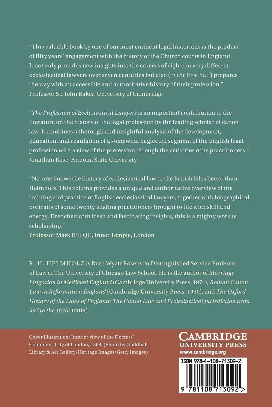 Rückseite: 9781108713092 | The Profession of Ecclesiastical Lawyers | R. H. Helmholz | Buch