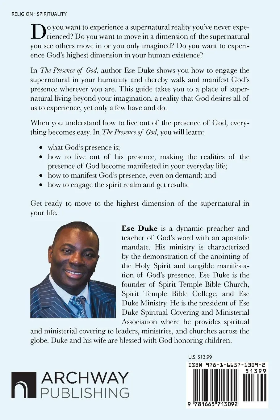 Rückseite: 9781665713092 | The Presence of God | A Supernatural Experience | Ese Duke | Buch