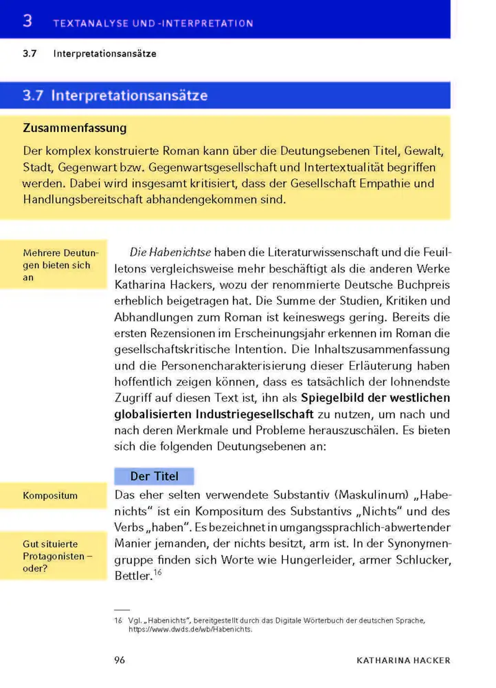 Bild: 9783129303092 | Die Habenichtse von Katharina Hacker | Textanalyse und Interpretation