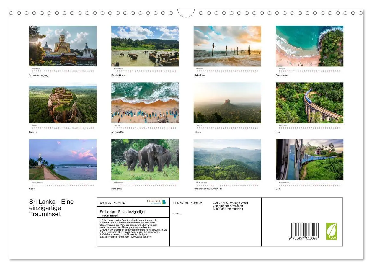 Bild: 9783457613092 | Sri Lanka - Eine einzigartige Trauminsel. (Wandkalender 2026 DIN A3...