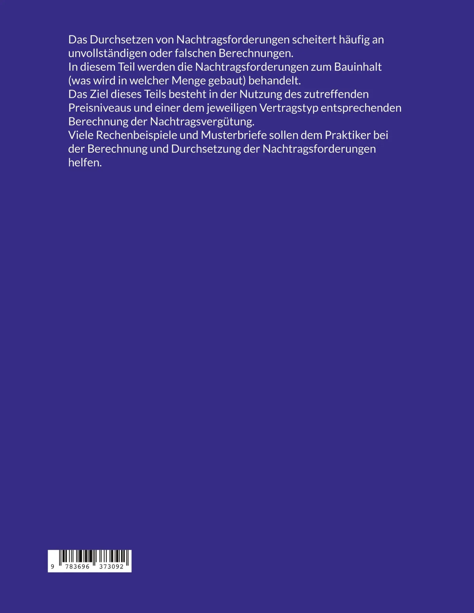 Rückseite: 9783696373092 | Nachtragsmanagement in Bauprojekten - Teil 2 | Ulrich Nagel | Buch