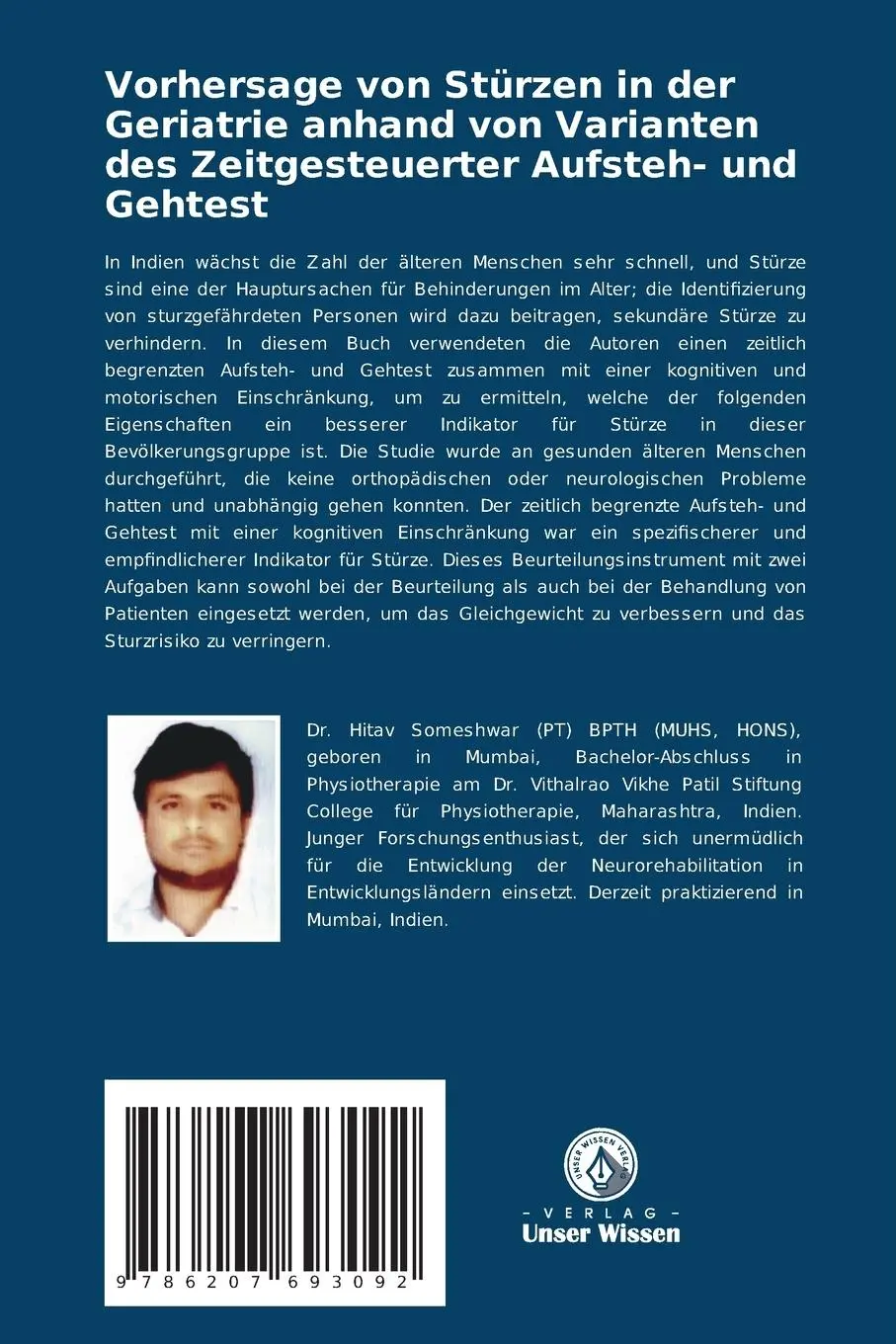 Rückseite: 9786207693092 | Vorhersage von Stürzen in der Geriatrie anhand von Varianten des...