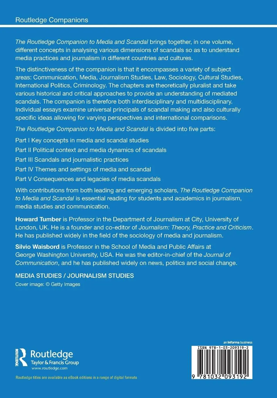 Rückseite: 9781032093192 | The Routledge Companion to Media and Scandal | Howard Tumber (u. a.)