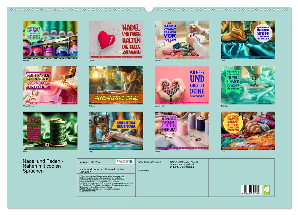 Bild: 9783457393192 | Nadel und Faden - Nähen mit coolen Sprüchen (Wandkalender 2026 DIN...