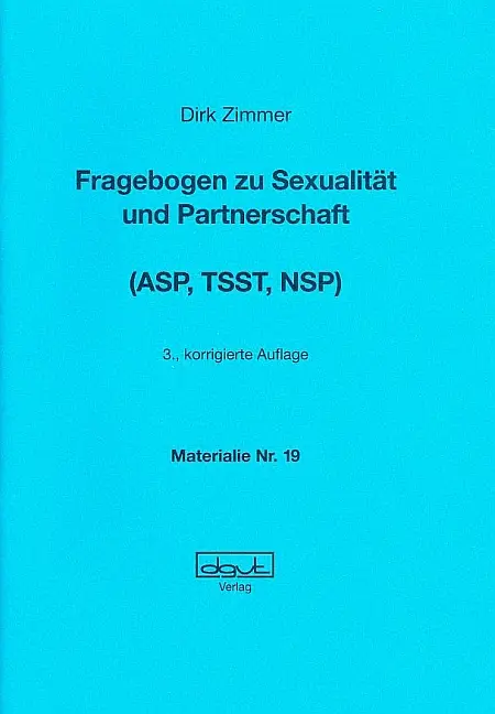 Cover: 9783871593192 | Fragebogen zu Sexualität und Partnerschaft | Zimmer | Taschenbuch