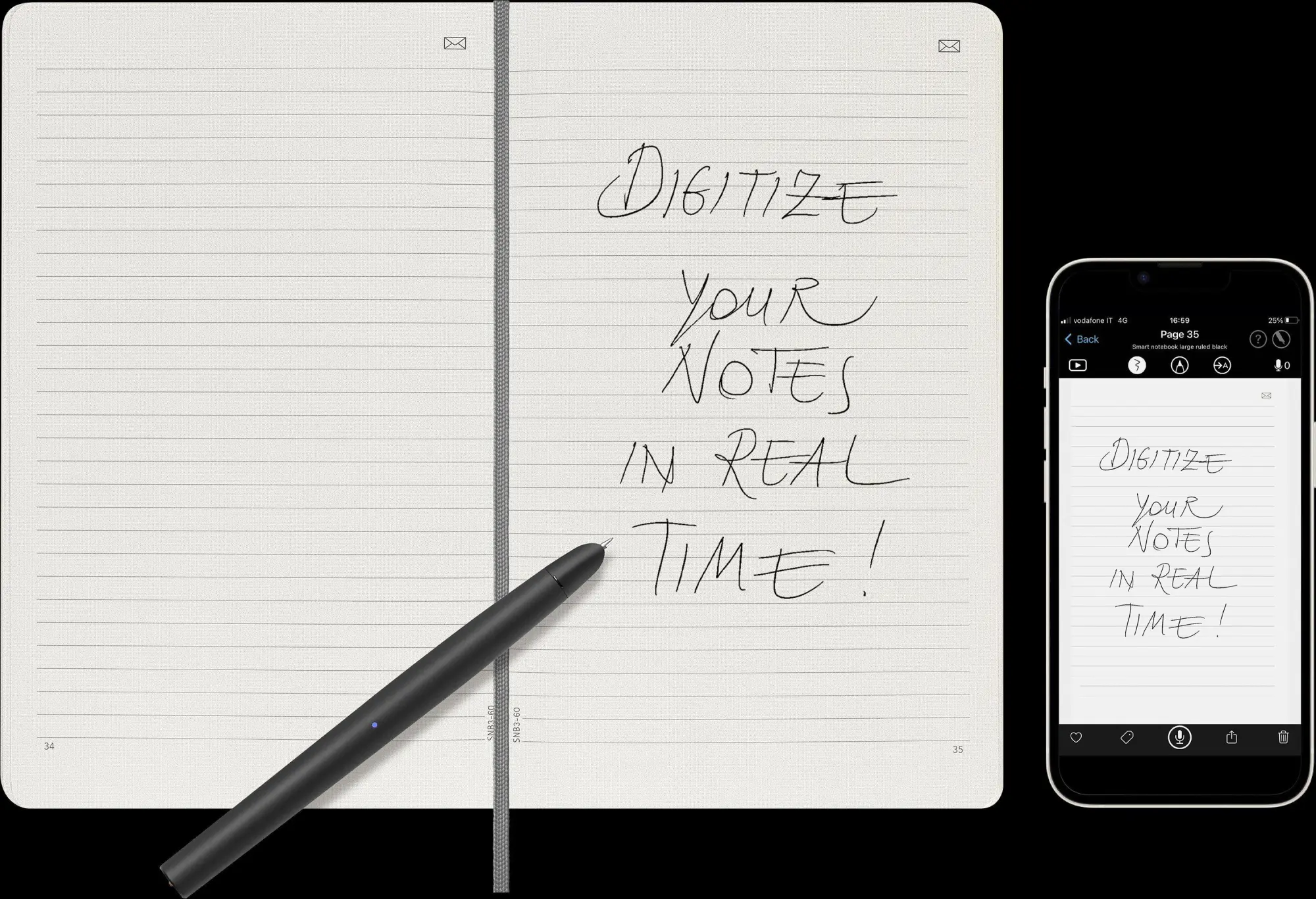 Bild: 8056598853292 | Moleskine Smart Notebook, Large, Ruled, Black, Soft Cover (5 x 8.25)