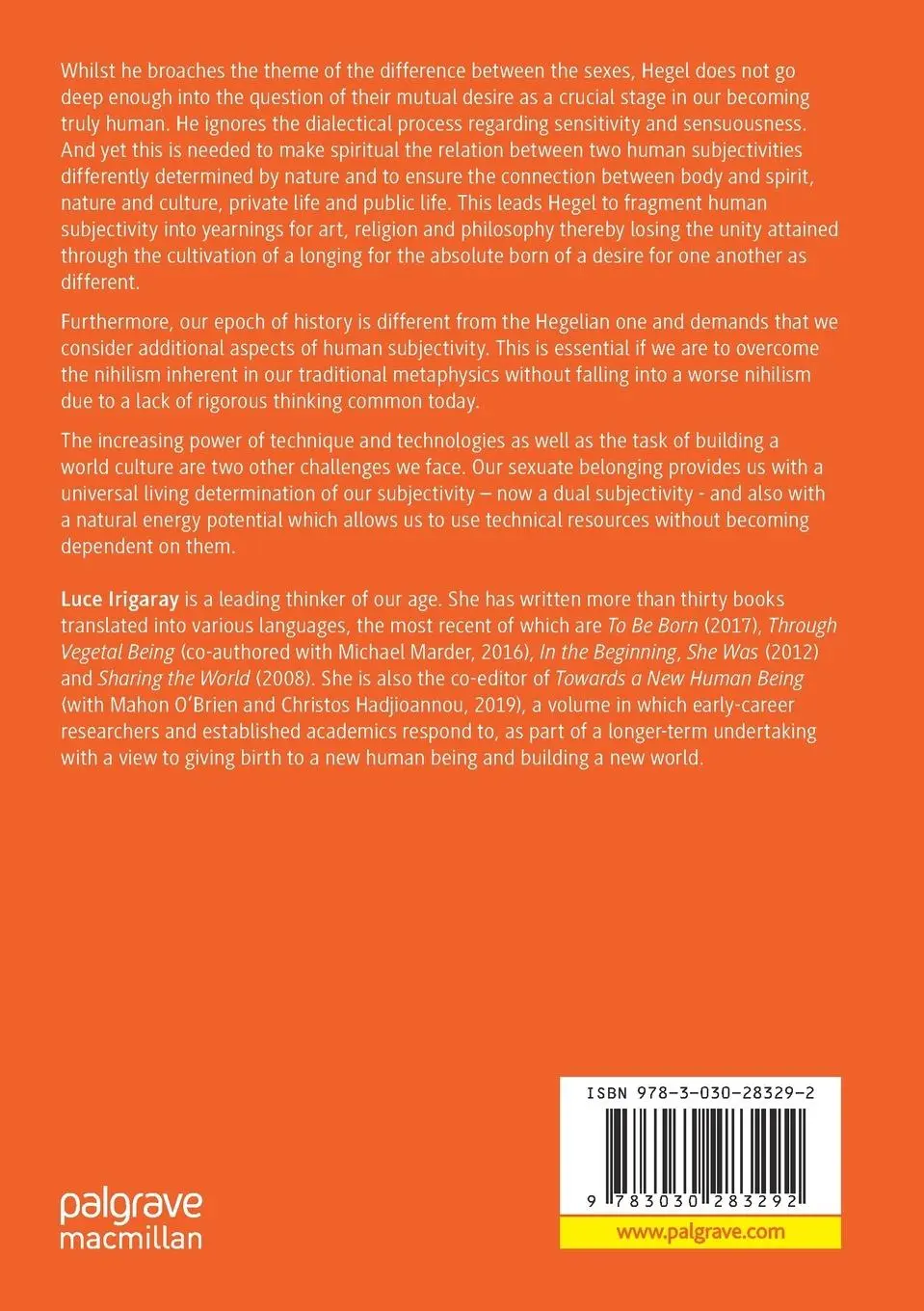 Rückseite: 9783030283292 | Sharing the Fire | Outline of a Dialectics of Sensitivity | Irigaray