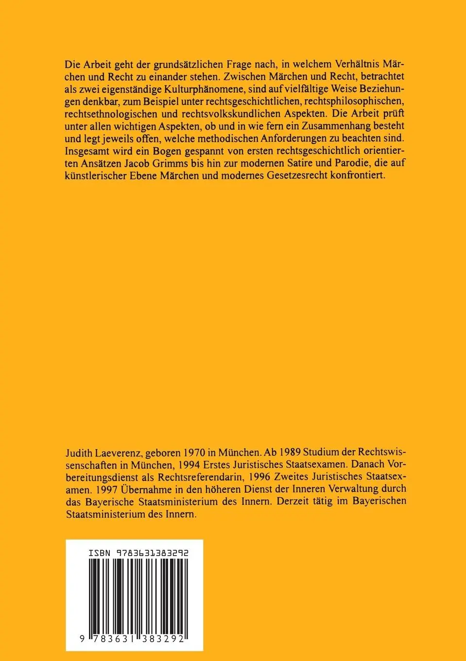 Rückseite: 9783631383292 | Märchen und Recht | Judith Laeverenz | Taschenbuch | Deutsch | 2001