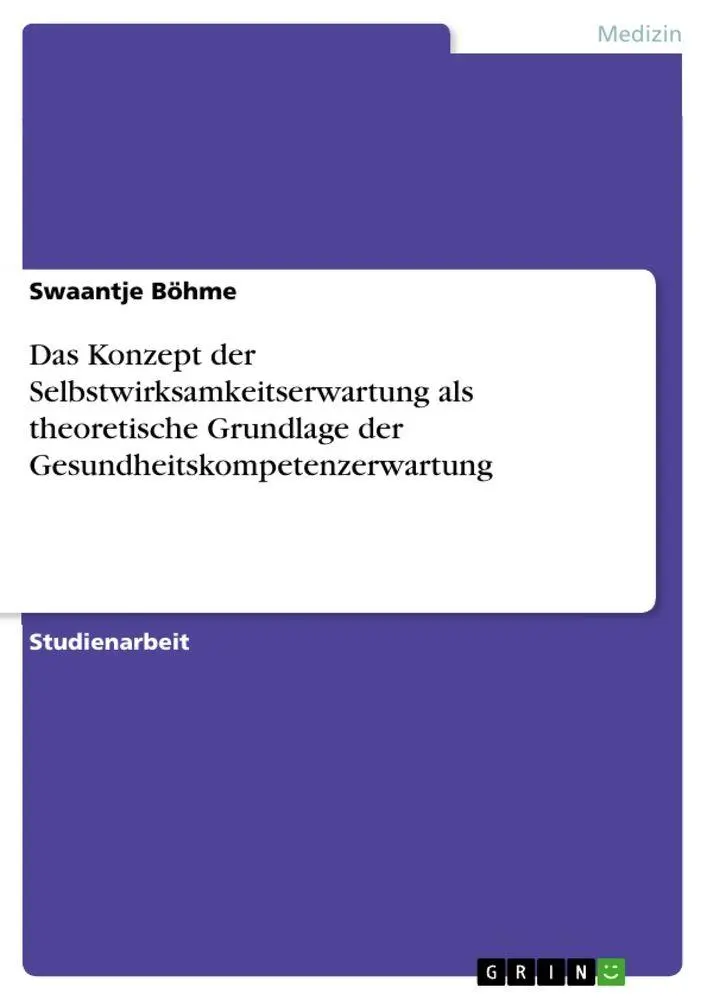Cover: 9783656823292 | Das Konzept der Selbstwirksamkeitserwartung als theoretische...