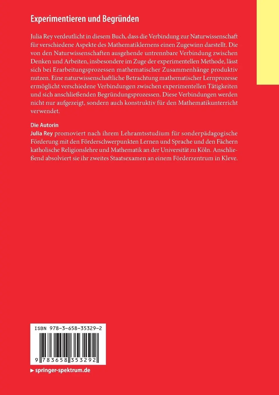 Rückseite: 9783658353292 | Experimentieren und Begründen | Julia Rey | Taschenbuch | xxx | 2021
