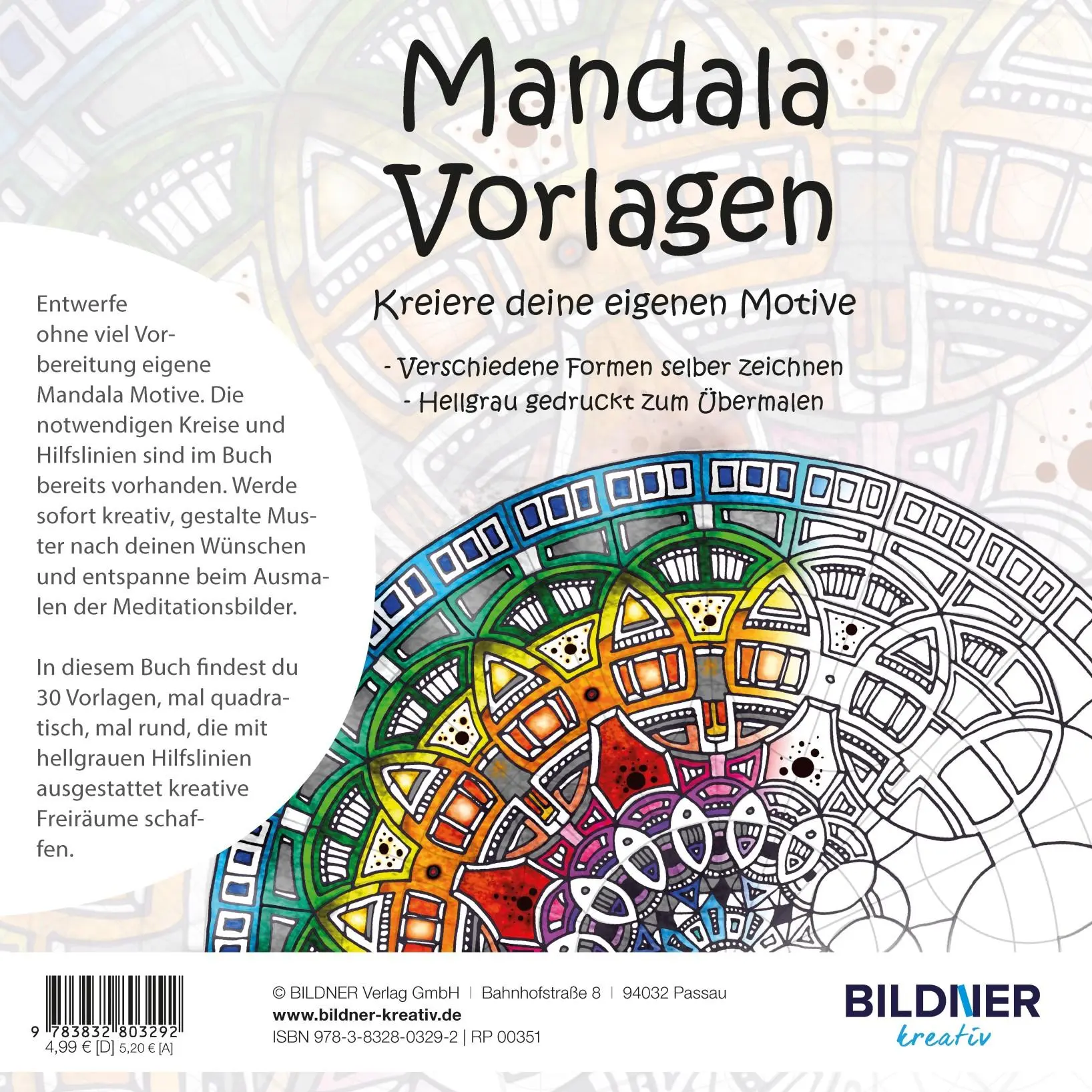 Rückseite: 9783832803292 | Mandala Vorlagen - kreiere deine eigenen Motive | Taschenbuch | 64 S.