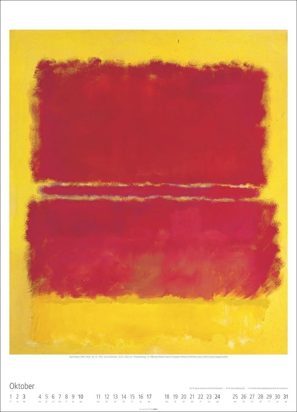 Bild: 9783839903292 | Mark Rothko Kalender 2027 | Mark Rothko | Kalender | Spiralbindung