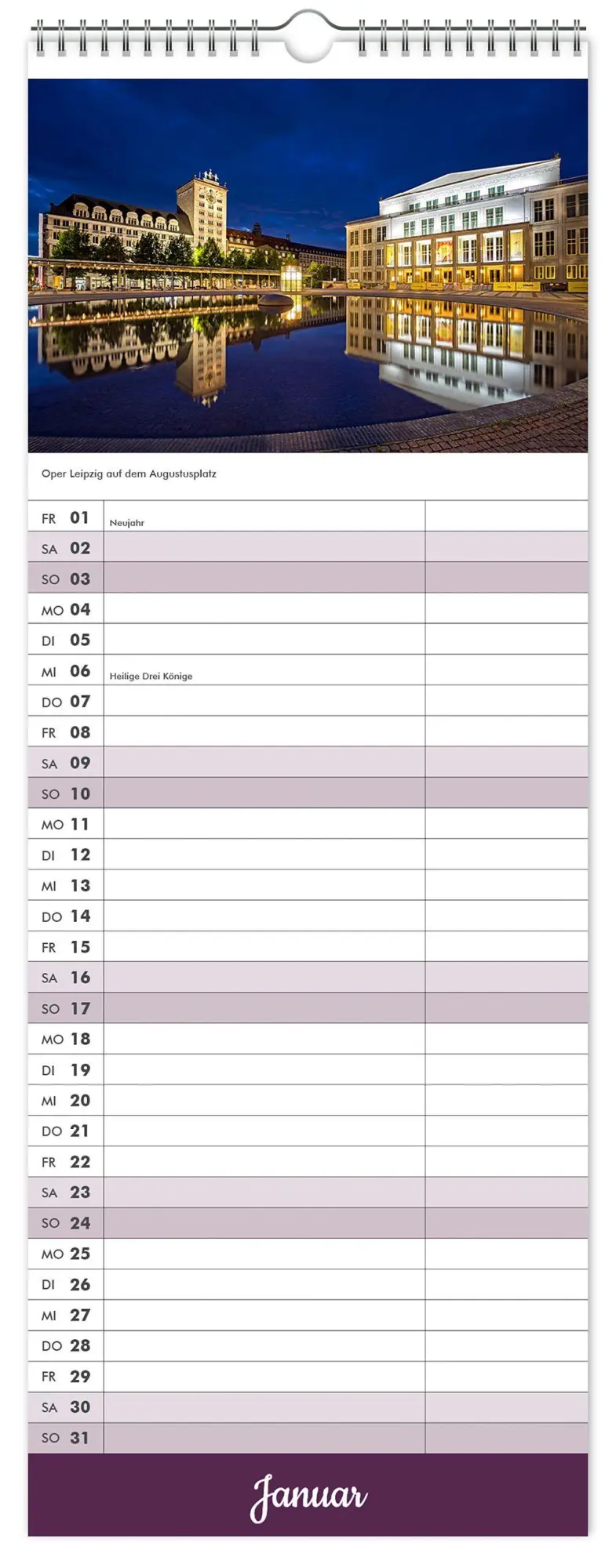 Bild: 9783912303292 | Küchenkalender Leipzig 2027 | 15 x 40cm weißes Kalendarium | Kalender