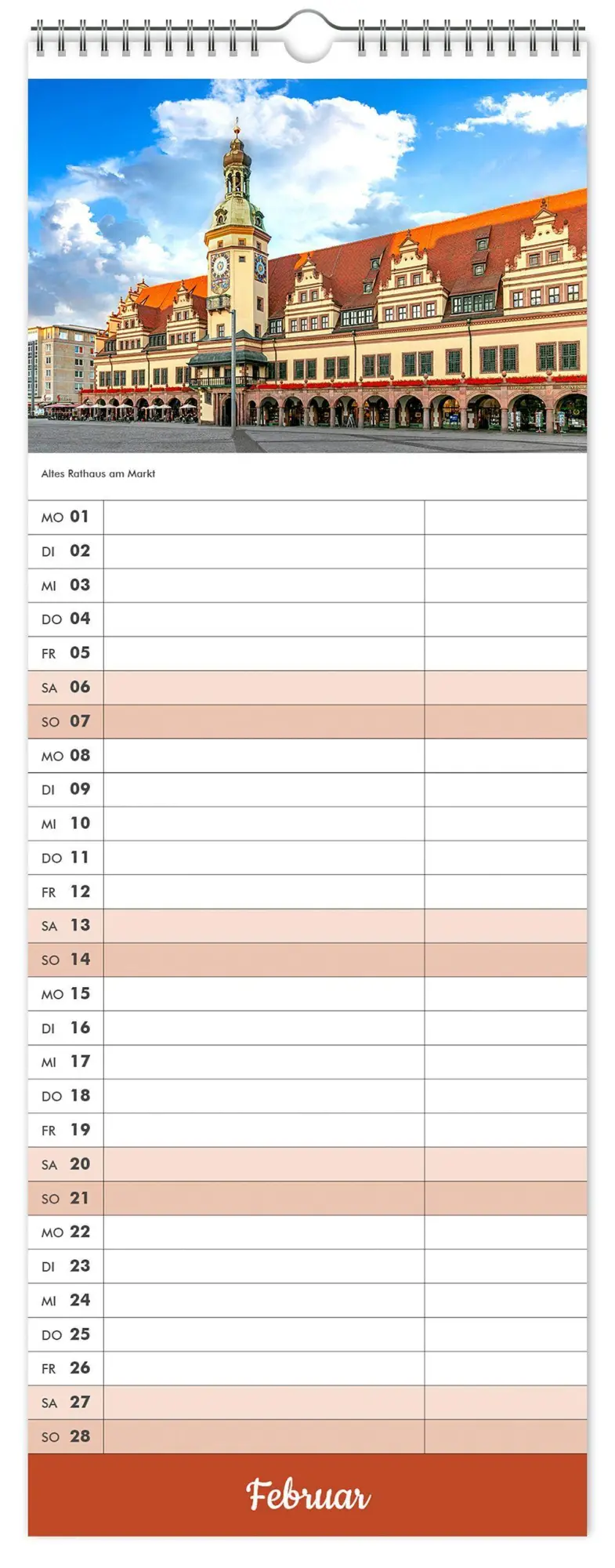 Bild: 9783912303292 | Küchenkalender Leipzig 2027 | 15 x 40cm weißes Kalendarium | Kalender