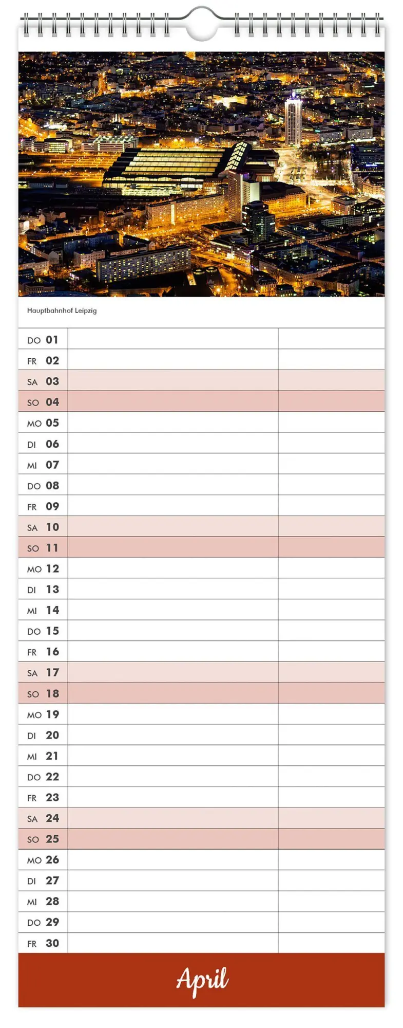 Bild: 9783912303292 | Küchenkalender Leipzig 2027 | 15 x 40cm weißes Kalendarium | Kalender