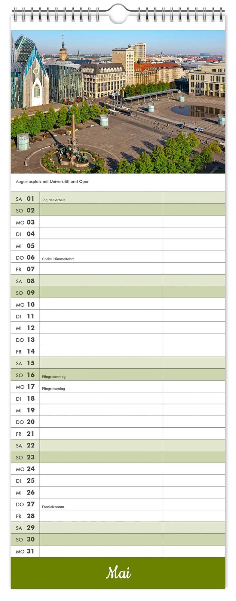 Bild: 9783912303292 | Küchenkalender Leipzig 2027 | 15 x 40cm weißes Kalendarium | Kalender