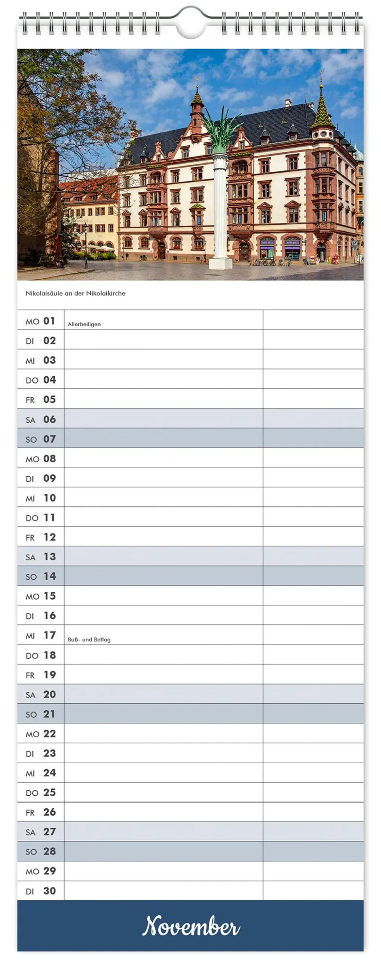Bild: 9783912303292 | Küchenkalender Leipzig 2027 | 15 x 40cm weißes Kalendarium | Kalender