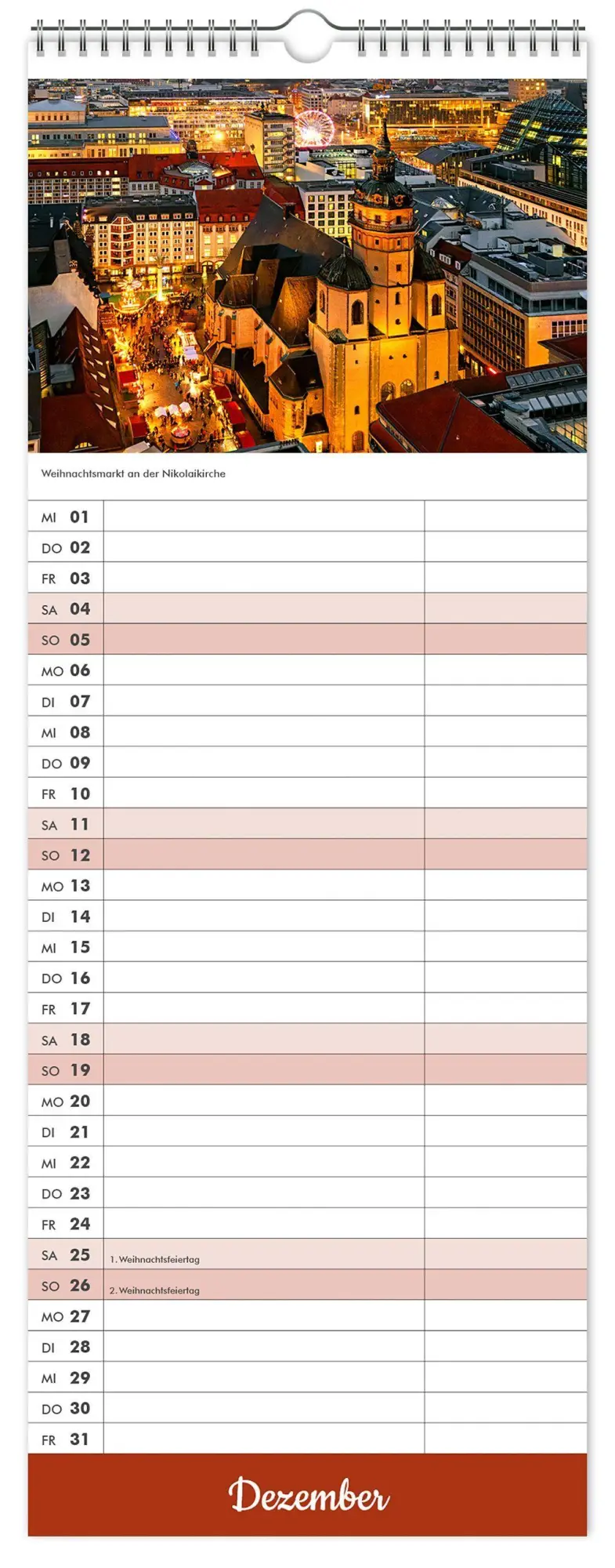 Bild: 9783912303292 | Küchenkalender Leipzig 2027 | 15 x 40cm weißes Kalendarium | Kalender