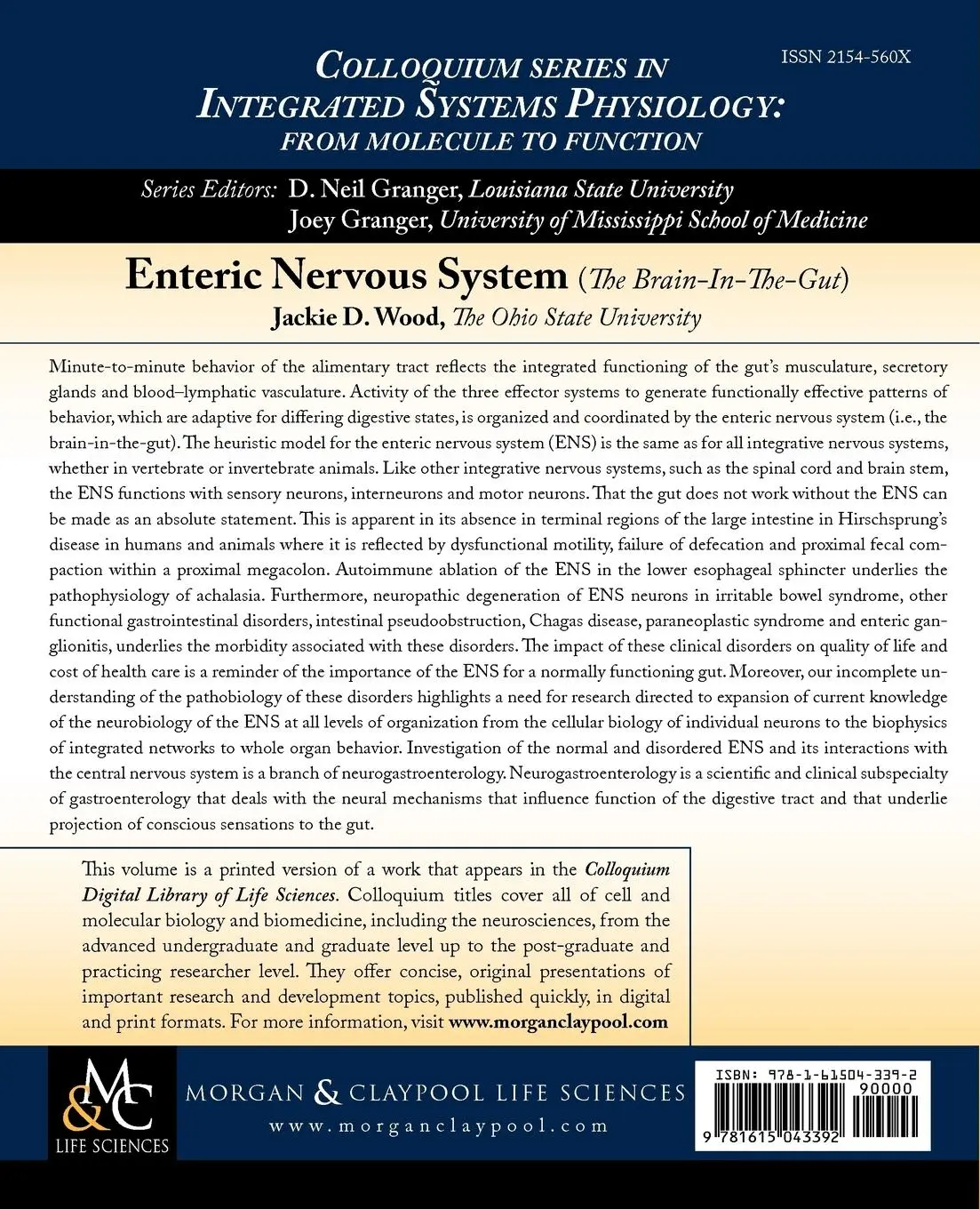 Rückseite: 9781615043392 | Enteric Nervous System | The Brain-In-The-Gut | Jackie D. Wood | Buch
