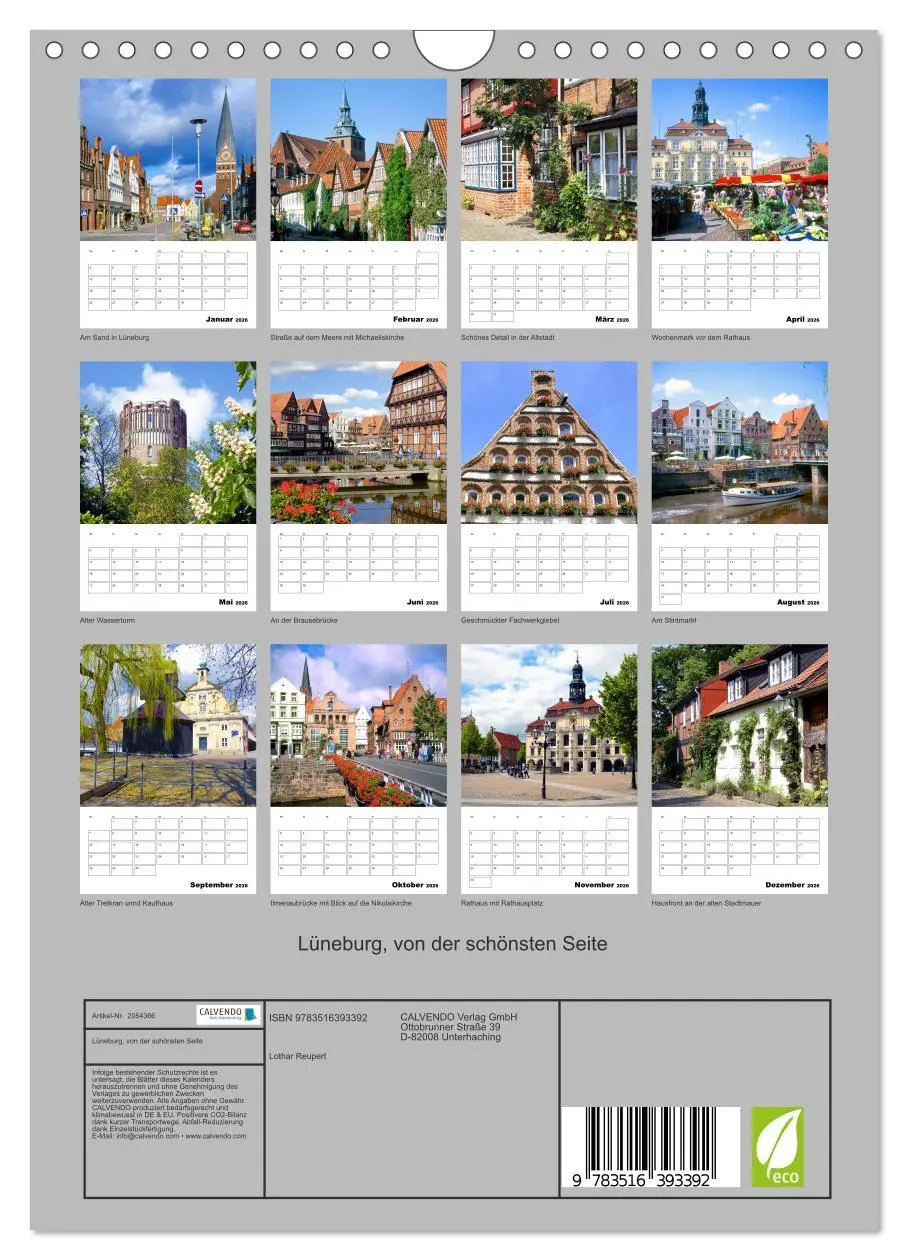 Bild: 9783516393392 | Lüneburg, von der schönsten Seite (Wandkalender 2026 DIN A4 hoch),...
