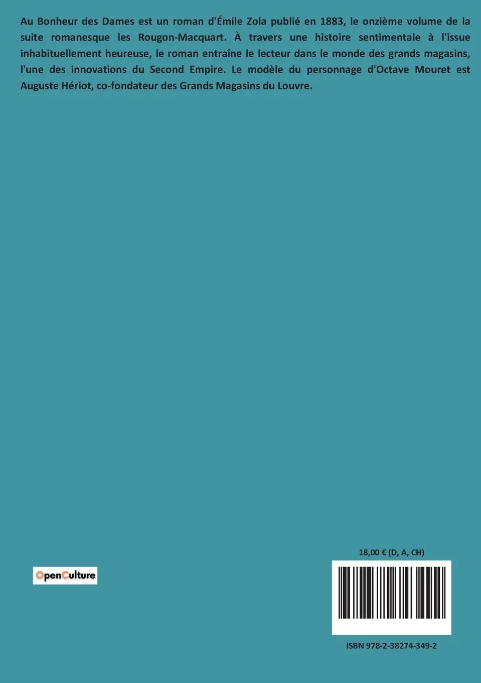 Rückseite: 9782382743492 | Au Bonheur des Dames | Émile Zola | Taschenbuch | Französisch | 2022