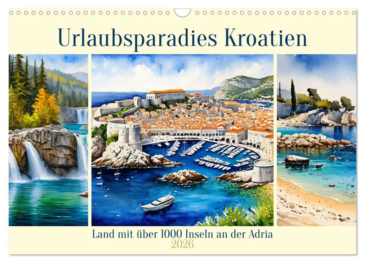 Cover: 9783457363492 | Urlaubsparadies Kroatien (Wandkalender 2026 DIN A3 quer), CALVENDO...