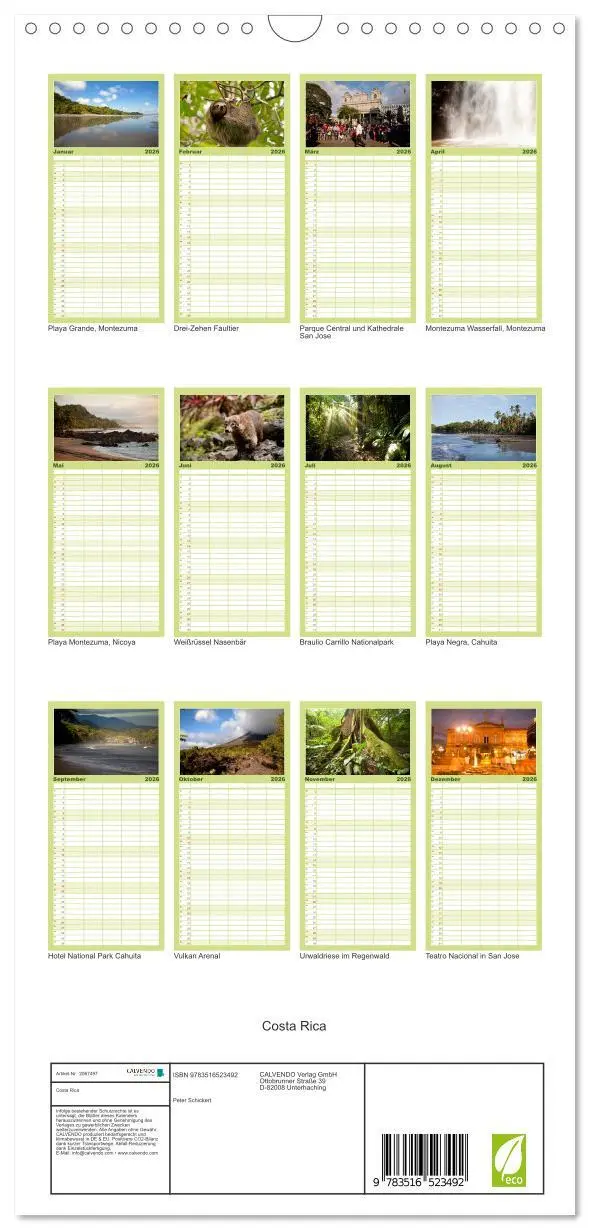Bild: 9783516523492 | Familienplaner 2026 - Costa Rica mit 5 Spalten (Wandkalender, 21 x...
