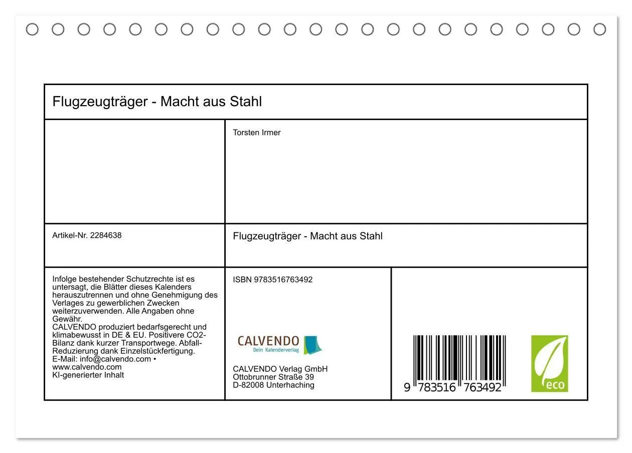 Bild: 9783516763492 | Flugzeugträger - Macht aus Stahl (Tischkalender 2027 DIN A5 quer),...