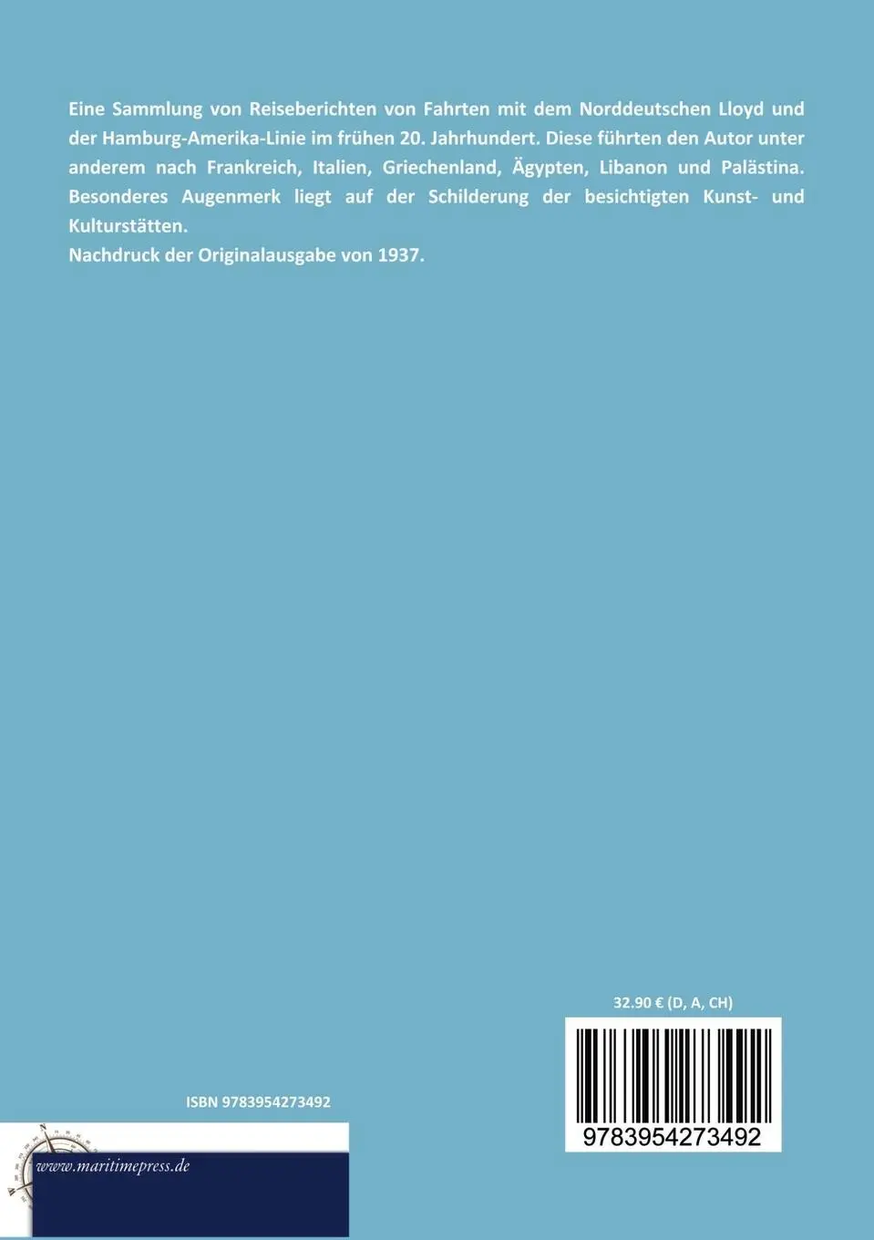 Rückseite: 9783954273492 | Fahrten mit dem Norddeutschen Lloyd und der Hamburg-Amerika Linie