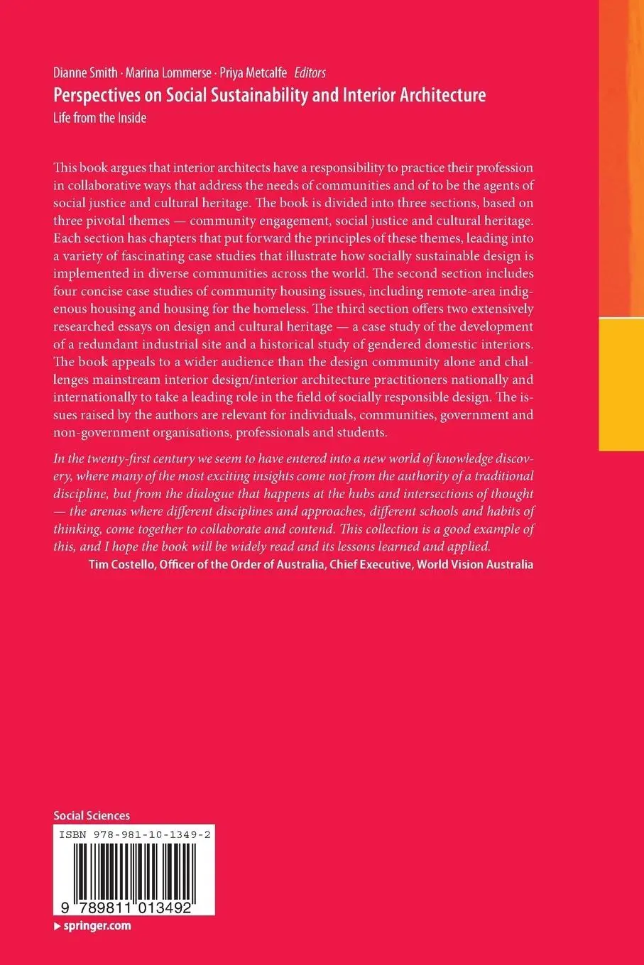 Rückseite: 9789811013492 | Perspectives on Social Sustainability and Interior Architecture | Buch