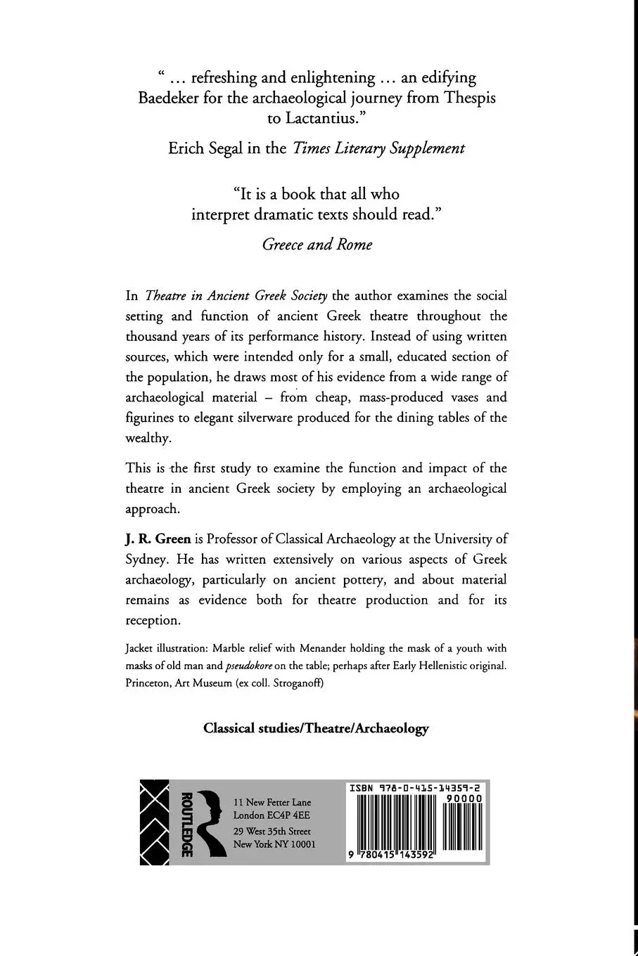 Rückseite: 9780415143592 | Theatre in Ancient Greek Society | J. R. Green | Taschenbuch | 1996