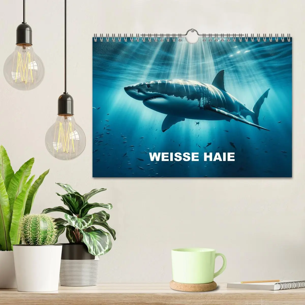 Bild: 9783457353592 | Weiße Haie (Wandkalender 2026 DIN A4 quer), CALVENDO Monatskalender