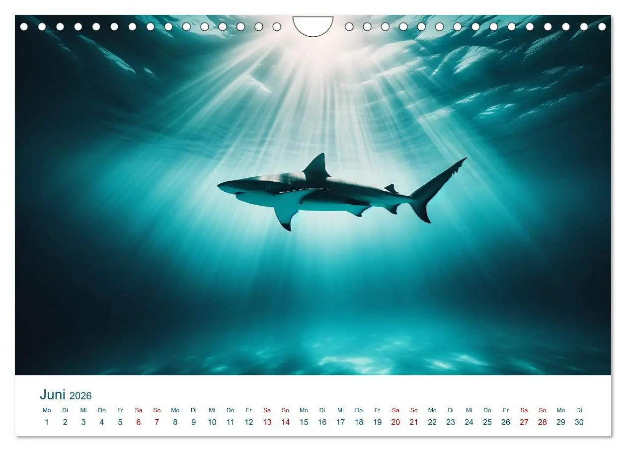 Bild: 9783457353592 | Weiße Haie (Wandkalender 2026 DIN A4 quer), CALVENDO Monatskalender