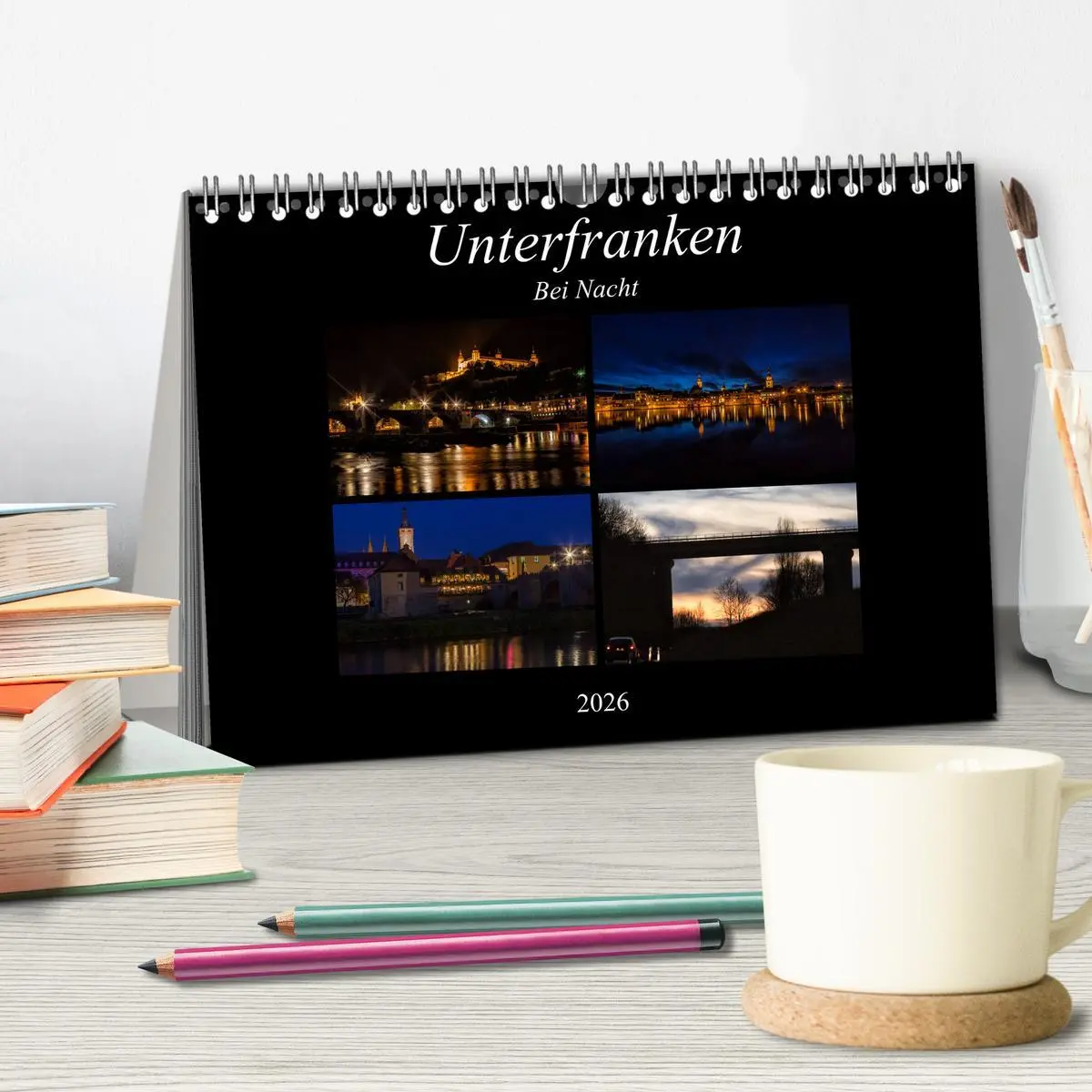 Bild: 9783516063592 | Unterfranken bei Nacht (Tischkalender 2026 DIN A5 quer), CALVENDO...