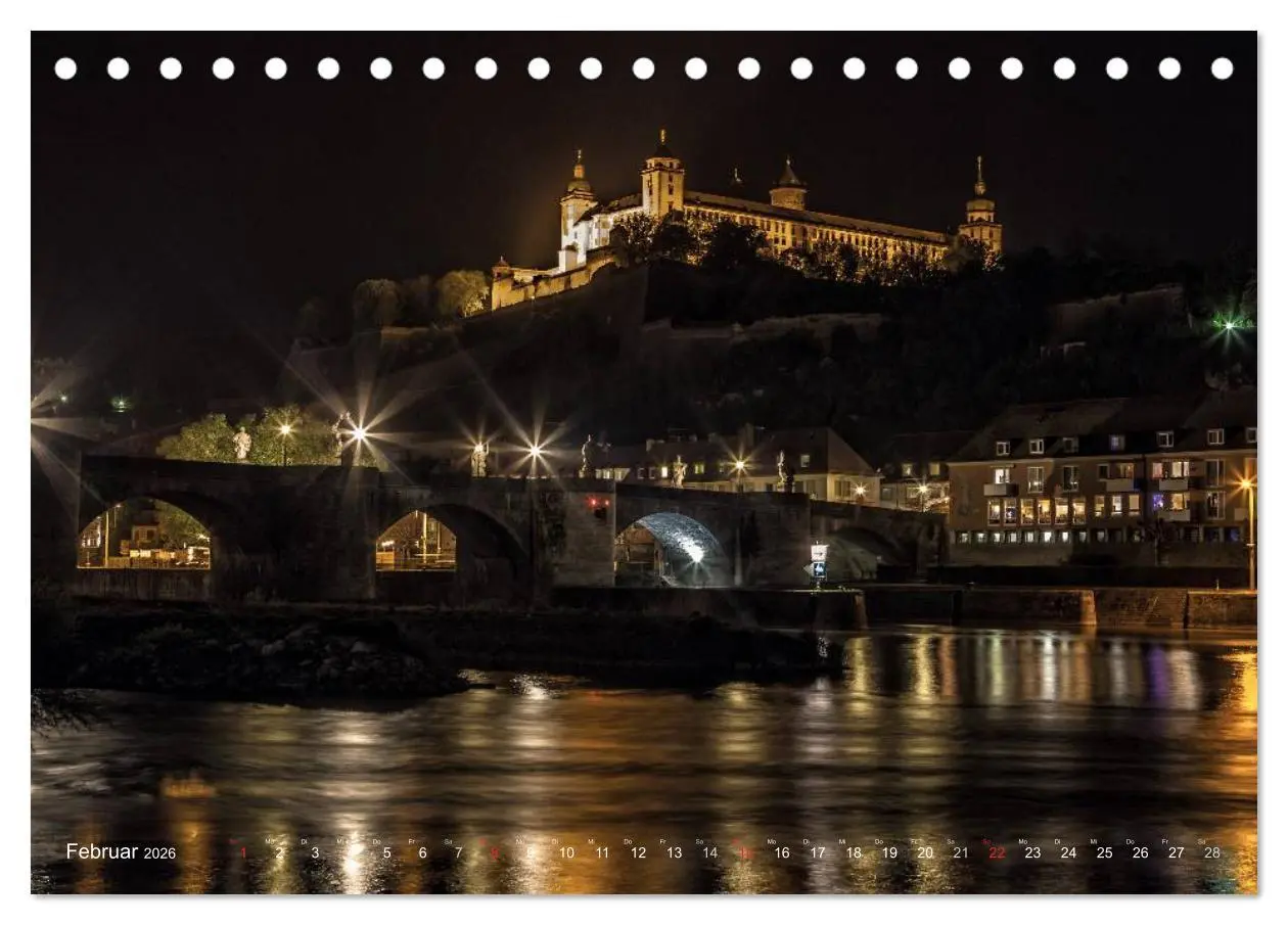 Bild: 9783516063592 | Unterfranken bei Nacht (Tischkalender 2026 DIN A5 quer), CALVENDO...