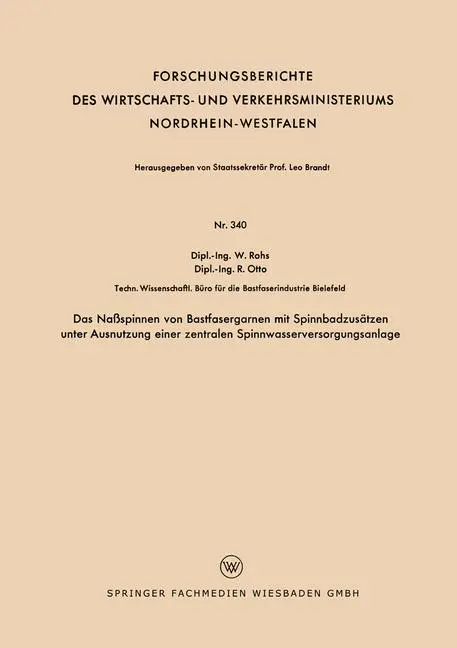 Das Naßspinnen von Bastfasergarnen mit Spinnbadzusätzen unter Ausnutzung einer zentralen Spinnwasserversorgungsanlage