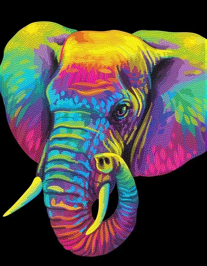 Bild: 4895225943692 | DIAMOND DOTZ - Diamond Painting Neon Elefant | Kit (Bastelset) | 2025
