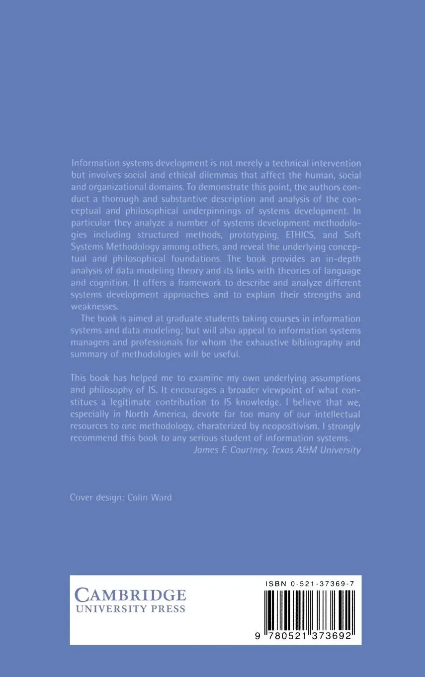 Rückseite: 9780521373692 | Information Systems Development and Data Modeling | Hirschheim (u. a.)