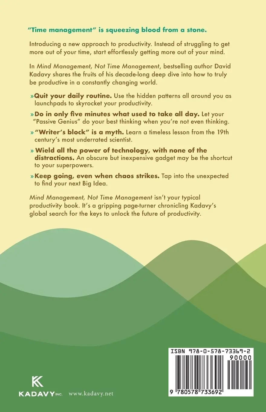 Rückseite: 9780578733692 | Mind Management, Not Time Management | David Kadavy | Taschenbuch